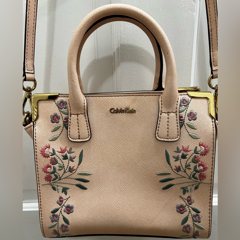 Calvin Klein Emma Pink Floral Embroidered Bag